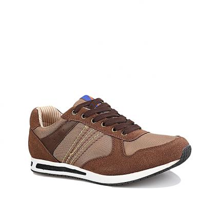 Men's Casual Sneakers - Brown Top / White Sole