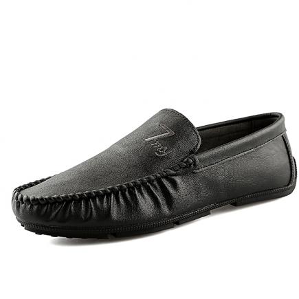 Men Fashion Casual Leather Loafers Shoes-Black