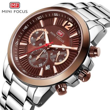 MINIFOCUS Fashion Luxury Mens Watches Stainless Steel Waterproof Clock Male Wristwatch With Blue Dial Quality Relogio Masculino 0087