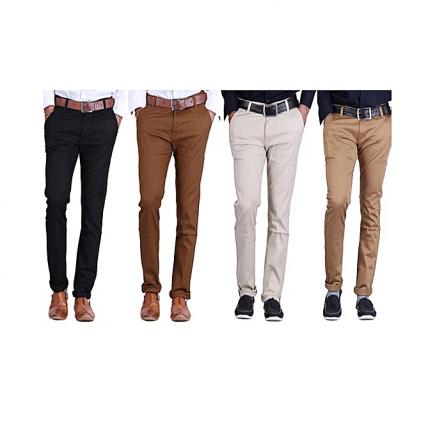 4 In 1 Men's Chinos - Black, Choco,Carton Brown, Off White