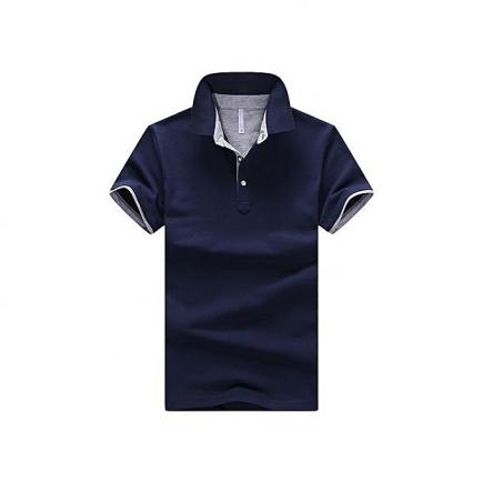 2018 Solid Mens POLO Shirts Brand Cotton Short Sleeve Camisas Polo Summer Stand Collar Male Polo Shirt-blue&grey