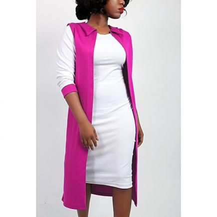 Pink Jacket And White Inner Dress