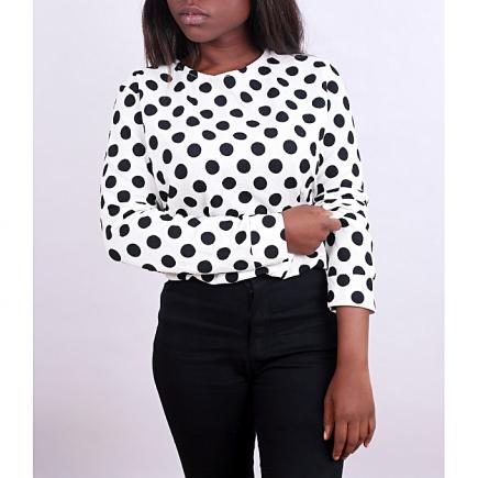 Polka Dot Loose Top With Band