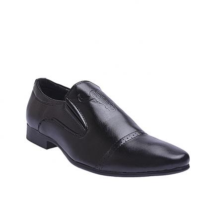 Bull Stamped Leather Formal Shoe - Black