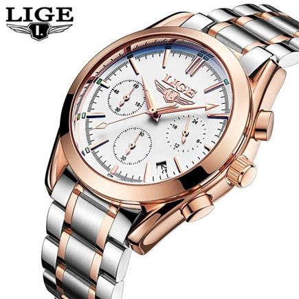 LIGE Mens Watches Top Brand Luxury Full Steel Clock Sport Quartz Watch Men Casual Business Waterproof Watch Relogio Masculino 9808