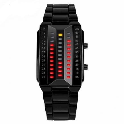 Men's Waterproof 3D Glass Dial Electronic Digital Watch - Black