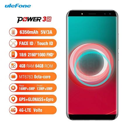 Ulefone Power 3S 6.0-inch (4GB RAM, 64GB ROM) 6350mAh, Quad Camera, Android 7.1, Helio P23 MTK6763 2.0GHz Octa Core, Corning Gorilla Glass 4 Full Screen, 4G LTE Smartphone