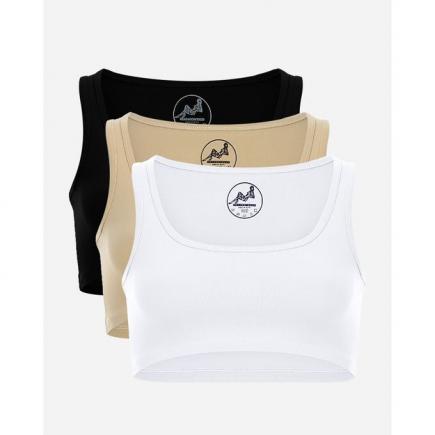 Sportive Bra - White, Beige & Black