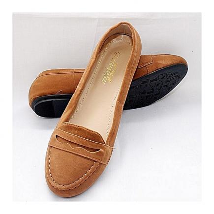 Women Suede Flat Shoe - Brown