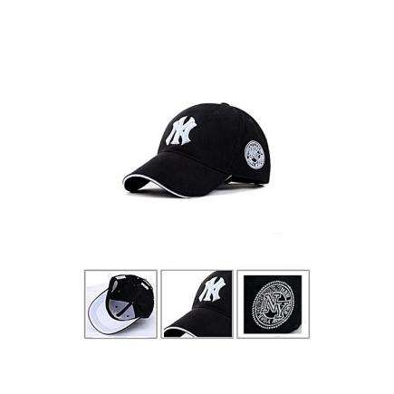 NY Designer Baseball Face Cap Hat- Black