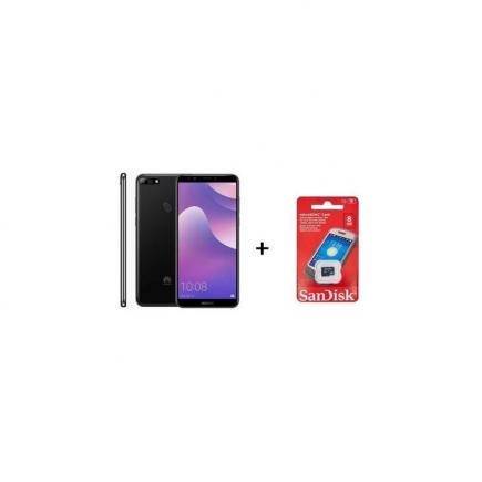 Y7 Prime 2018 - 5.99-inch - 32 GB - Dual SIM 4G Mobile Phone - Black + 8 GB Sandisk Memory Card