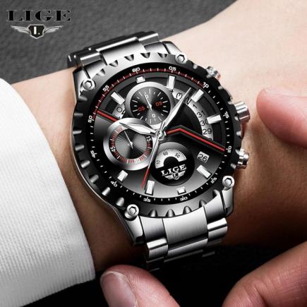 LIGE New Fashion Mens Watches Men Full Steel Business Watch Date Chronograph Quartz-watch Male Gifts Clock Relogio Masculino 9838