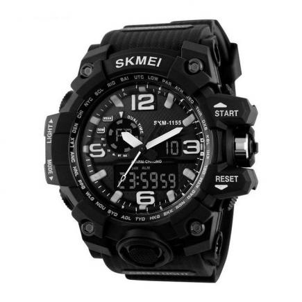 1155 Mens Large Size Waterproof Electronic Watches Fashion Multi-Functional Outdoor Sports Watch - Black