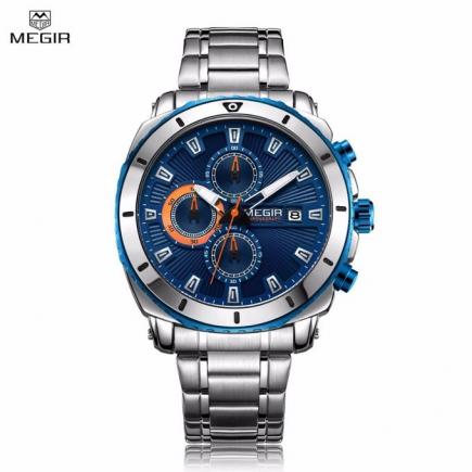 MEGIR Top Brand Luxury Watches Men Chocolate Gold Chronograph Quartz Fashion Sport Watch Men Steel Wristwatch Mens Montre Homme 2075