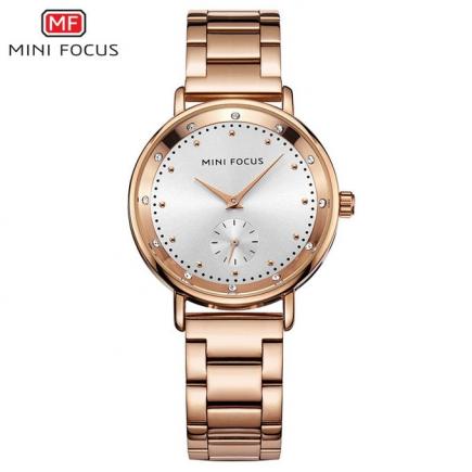 MINIFOCUS 2018 New Branded Watches For Women Silver Watch Womens Top Brand Luxury Steel Waterproof Clock Fashion Watch Female