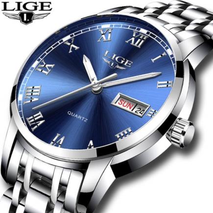 LIGE Watch Men Fashion Sports Quartz Full Steel Gold Business Mens Watches Top Brand Luxury Waterproof Watch Relogio Masculino 9846