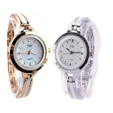 2 In 1 Tiny Bracelet Fitted Ladies Watch - Silver And Rose Gold Colour