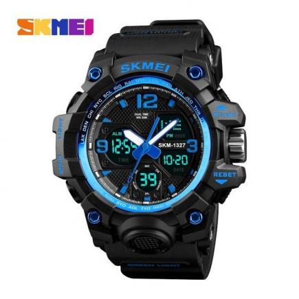 SKMEI Men Outdoor Sports Watch 2 Time Display Chronograph 50M Waterproof Watches Fashion Casual Wristwatch Relogio Masculino 1327