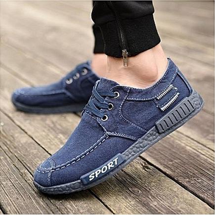 Canvas Men Shoes Denim Lace-Up Men Casual Shoes New 2017 Plimsolls Breathable Male Footwear Spring Autumn-blue (1 Unit Per Customer)