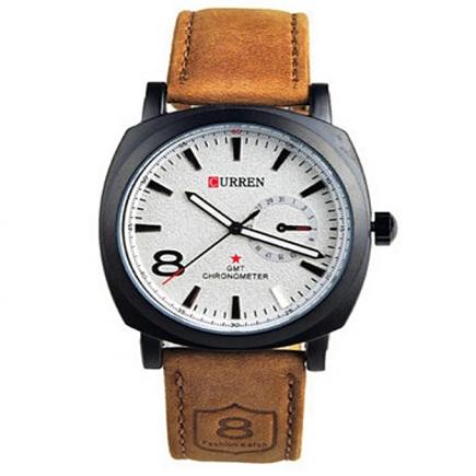 Authenthic Leather Men's Wrist Watch-Brown