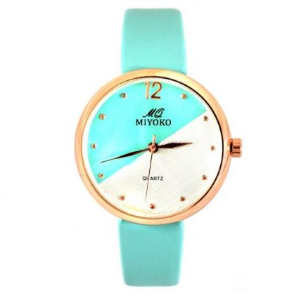 MQ-550WGRE Leather Watch - Green/Whit