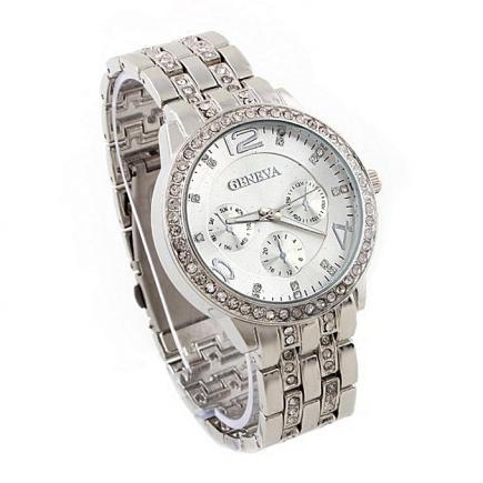 Female Rhinestone Wristwatch - Silver