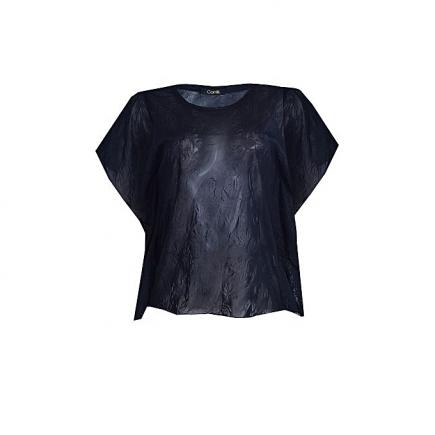 Favorito Embossed Chiffon Frill Sleeve Blouse - Black