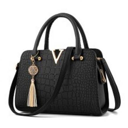 Marvelous Ladies Handbag (Leather) - Black