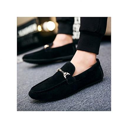 Men Casual Shoes Fashion Male Shoes High Quality Men Genuine Leather Shoes Slip On Men Leather Loafers-black