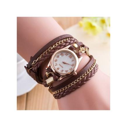 Fovibery  Fashion Wrap Around Bracelet Watch Synthetic Leather Chain Watch