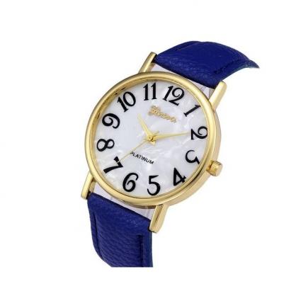 Lady Vintage Digital Dial Leather Band Quartz Analog Wrist Watch Watches-Blue