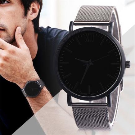 Hiamok_Business Casual Design Watch Stainless Steel Couple Quartz Analog Wrist Watch