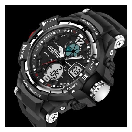 Hiamok_New Sport Waterproof Mens LCD Digital Analog Quartz Date Alarm Wrist Watch