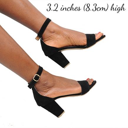 Ladies Ankle Strap Shoes Moderate Block Heel Sandal-Black