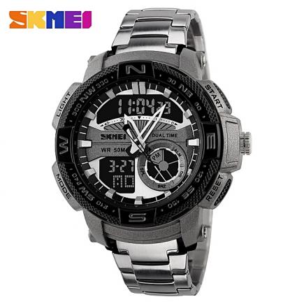 SKMEI 1121 Watches Men Hot Sell SKMEI Luxury Brand Full Steel Quartz Clock Digital LED Watch Army Military Sport Watch  Masculino