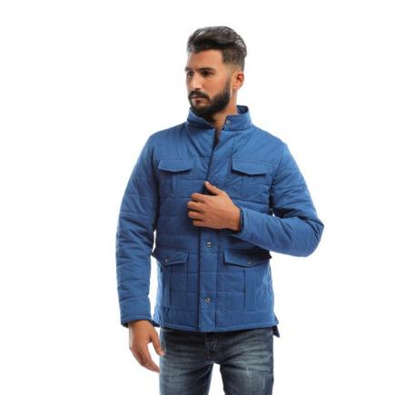 Long Waterproof Jacket With 4 Pockets_Blue