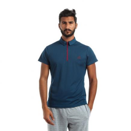 Zipped Collar Polo T-shirt - Petrol