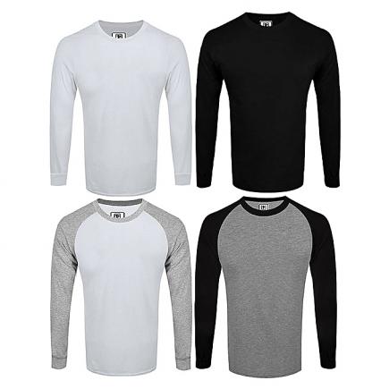 Longsleeve T-shirt Bundle - White, White/Grey, Black, Grey/Black