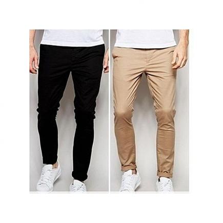 2-In-1 Men's Chino Trousers - Black/Brown