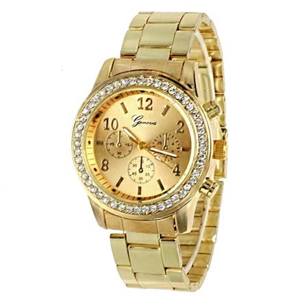 Unisex Crystal Diamond Rhinestone Casual Wrist Watch-Gold