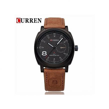 Luxury Sport Men Women Female Unisex Military Leather Wrist Watch- Black/Brown