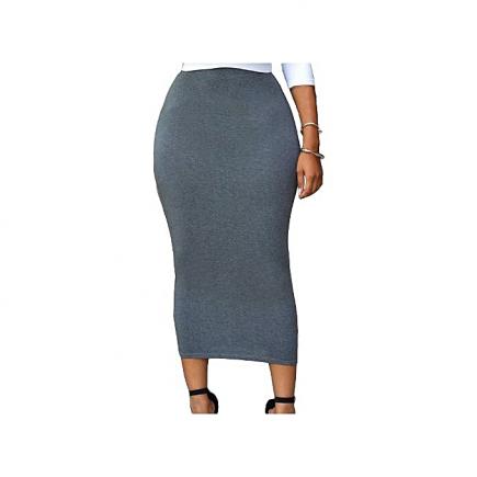 Celeb-Inspired High Waist Pencil Skirt - Grey