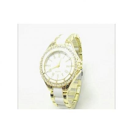 Women Stainless Steel Crystal Dial Band Analog Quartz Wrist Watch