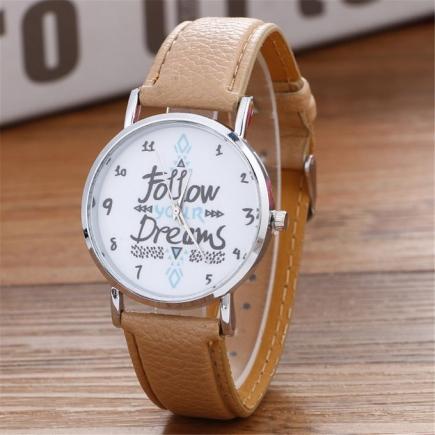 Hiamok_Neutral Letter Pattern Fashion Leather Quartz Wrist Watch KH