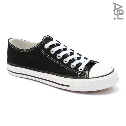 Canvas Lace Up Sneakers - Black