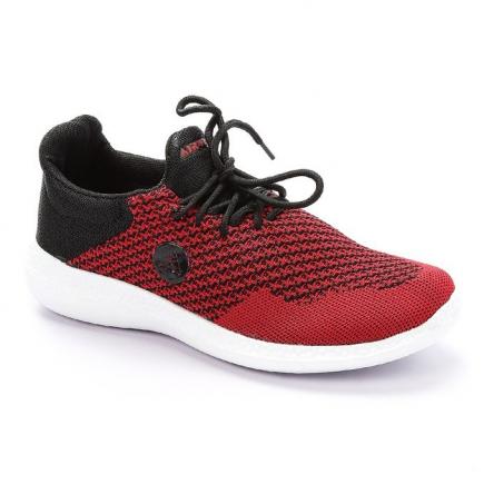 Lace Up Synthetic Sneakers - Red