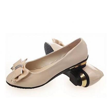 Elegant Bow-knot Flat Women's Single Shoes - 8820/518 - Beige