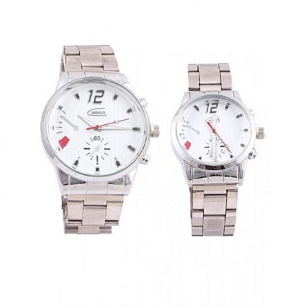 Couple's Wrist Watch Set- Silver