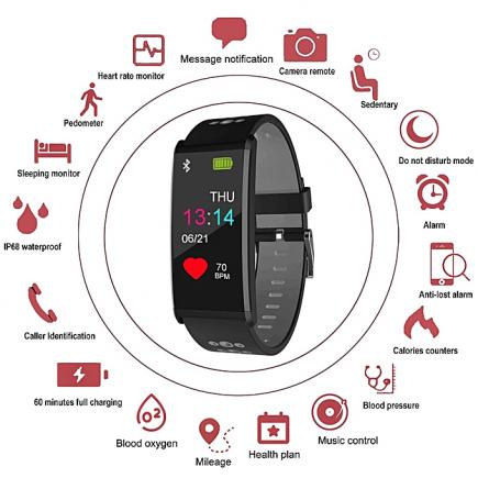 Fitness Tracker, Smartwatch With Blood Pressure& Heart Rate Monitor Support Android And IOS, Health Sport Watch Pedometer For Kids Women Men