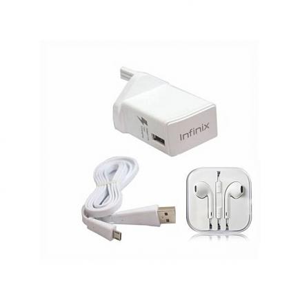 Infinix Fast Charger + FREE Earpiece And USB Cable- White